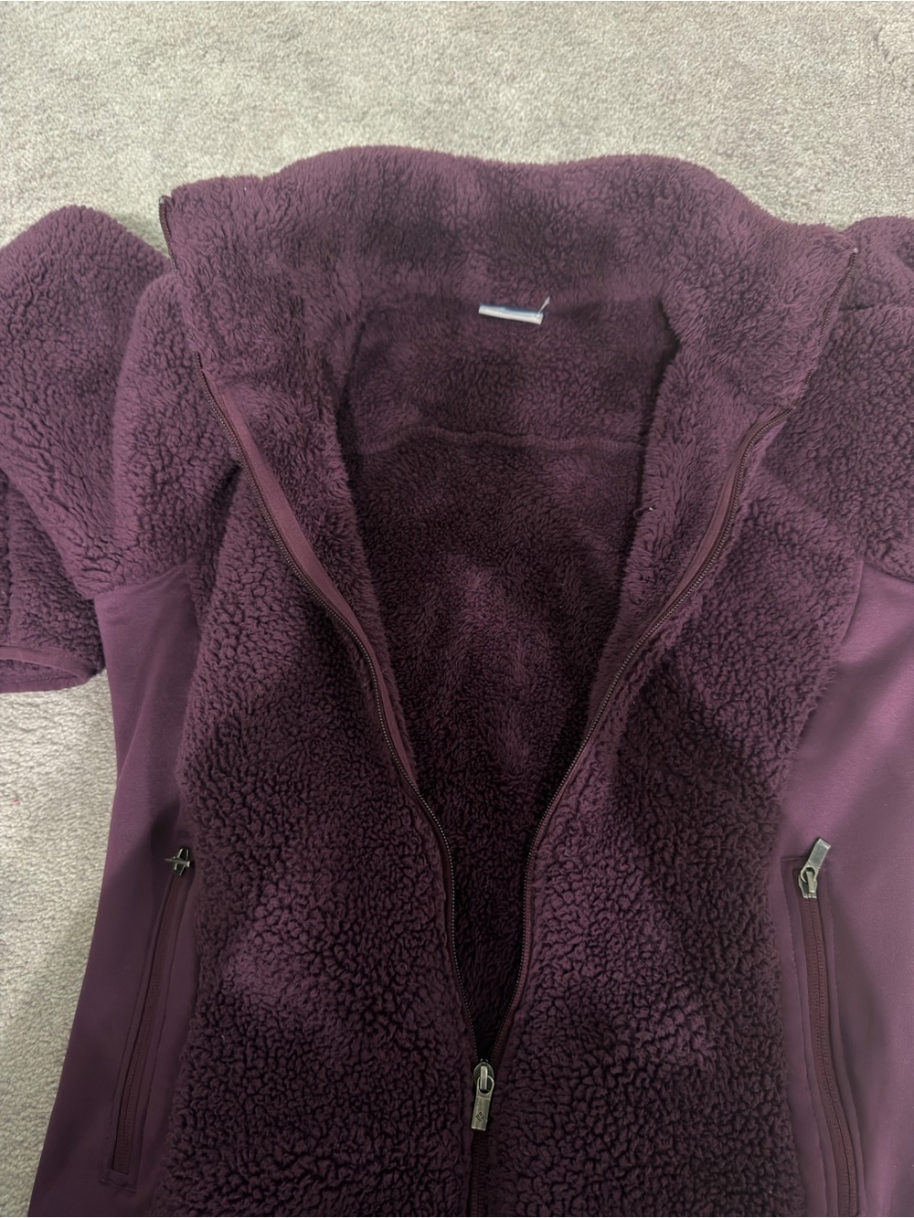 Columbia Purple Pearl Plush II Jacket Womens M Full Zip Mock Neck Sherpa Fleece - Picture 8 of 9